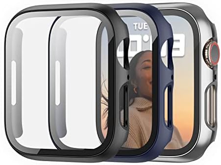 Сладък Комплект от 3 теми, съвместими за Apple Watch Серия 8 Серия 7, защитен калъф за екрана, 45 мм, кръгли, с пълна защита, от
