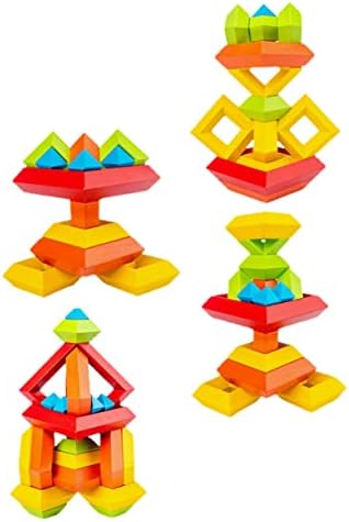 Toyvian 1 Комплект Буковая Пирамидка Детски Играчки за Балансиране на Rayan Играчки за Деца, Штабелирующая Играчки, Образователни Играчки, Тухли, за Деца, Уроци Штабелиру