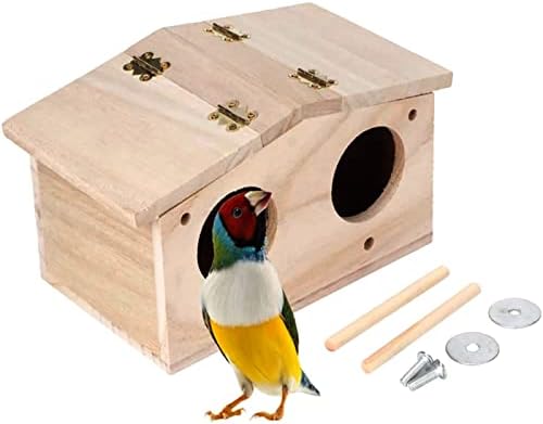 ИККВАЛ Дървени Кутии за домашни Птици, Кутия За Отглеждане на Птици, Къщичка за птици за Ръчно изработени птици На Открито, за Малки,