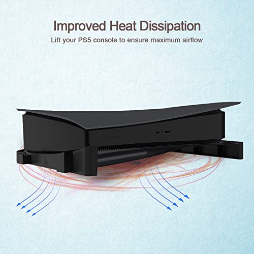Аксесоари за PS5 Хоризонтална поставка, Основно поставка за PS5, Съвместима с дискови и цифрови издания Playstation 5 (черен)