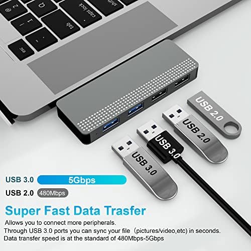 USB адаптер за MacBook Pro, USB-Многопортовый адаптер Hub Mac Dongle за MacBook Pro/Air с 2 порта USB 3.0 и 2 порта USB 2.0