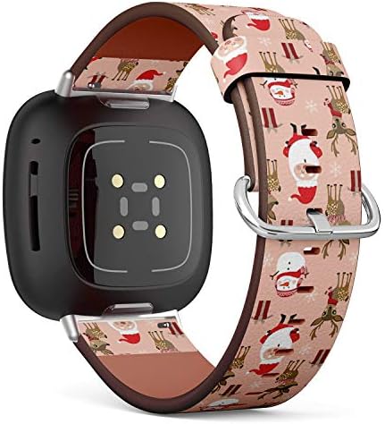 Преносимото кожена каишка за часовник Q-Фасул, който е съвместим с Fitbit Versa 3/4 и Fitbit Смисъл/Sense 2 - Сладък карикатура