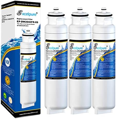 EXCELPURE DW2042FR-09 Замяна за LG, Daewoo DW2042FR, Kenmore 46-9130, Aqua Crystal DW2042FR-09, 60199-0006802-00, до frn-Y22D2V, до frn-Y22D2W, FRNY22F2VI, Филтър за вода в хладилника, 3 опаковки