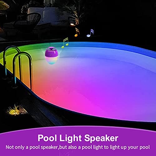 Високоговорители Bluetooth LanSuper с цветна подсветка, Говорител на басейна IP68 Водоустойчив Плаващ Високоговорител за басейни, с Вграден микрофон, Високоговорители с кри