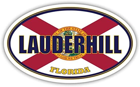 Лодерхилл Сити Флаг на щата Флорида | Флаг на щата Флорида, Окръг Broward Овална форма Цвят на щата Стикер Върху Бронята на Колата